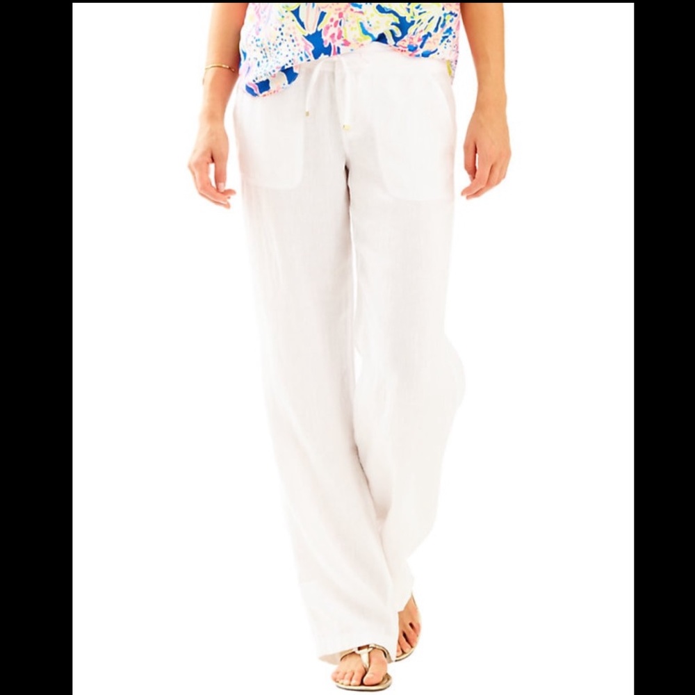 Lily Pulitzer White Linen Beach Pant